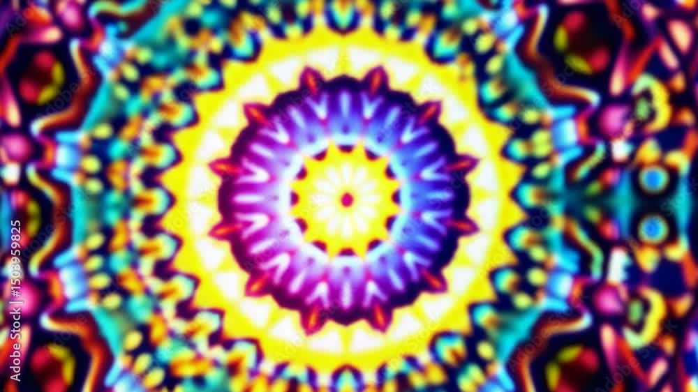 Poster 3d kaleidoscope mandala abstract background of trippy art psychedelic trance to open third eye with 