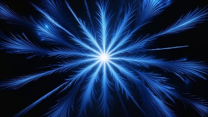 Abstract Blue Frost Pattern on Black Background