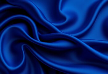 Fototapeta premium Abstract navy blue silk wave folds, luxurious fluid texture background, texture, website