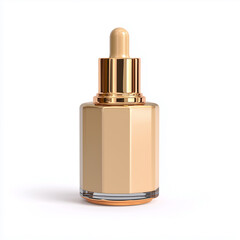 Elegant Gold and Beige Dropper Bottle Mockup for Skincare Product
