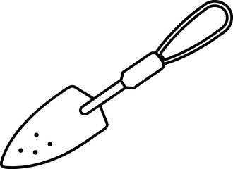 Trowel With Dirt Line Art Vector Illustration