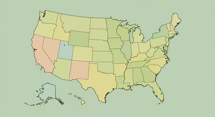 Obraz premium United States Map: Color-Coded States