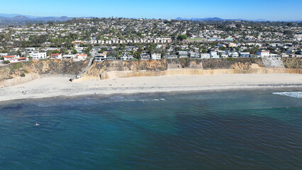 Aerial drone photo of Cardiff beach a true surfers paradise in West Coast of California, Encinitas, United States of America