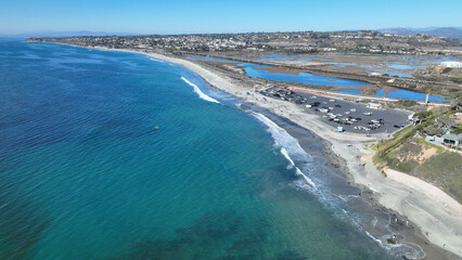Aerial drone photo of Cardiff beach a true surfers paradise in West Coast of California, Encinitas, United States of America