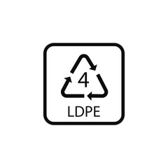 LDPE Recycling Packaging Stamp Vector Icon sign