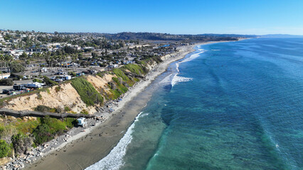 Aerial drone photo of Cardiff beach a true surfers paradise in West Coast of California, Encinitas, United States of America