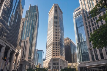 Fototapeta premium Downtown Business District Skyscraper Exterior Architecture View