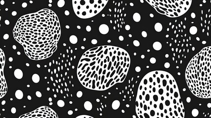 Abstract Black and White Pattern Featuring Spotted Irregular Shapes
