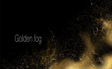 Exquisite isolated golden wavy background with bright glitter.
