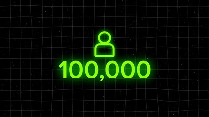 Animated user icon with an increasing number counter on grid background. Perfect for representing followers, subscribers, or audience growth in social media, marketing, and business content - Powered by Adobe