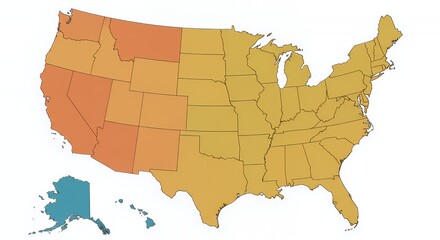 Obraz premium United States Map: Regional Color-Coded Data Visualization