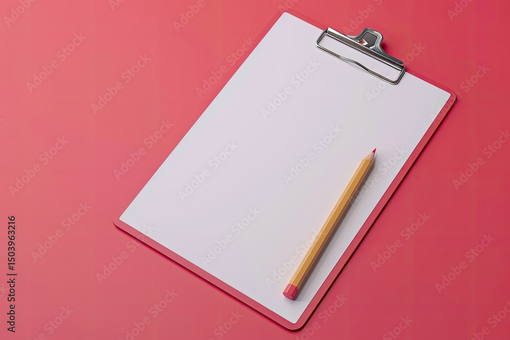 Poster 3d paper clipboard task management todo check list with pencil fast work on project plan fast