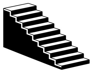 Monochrome Stairs Vector &ndash; Minimalist Staircase Icon Clipart