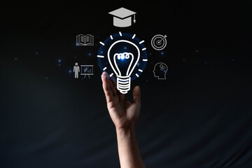 The light between learning and success shows the learning icon on the virtual screen.