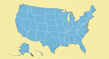 Obraz premium Simple Map of the United States of America