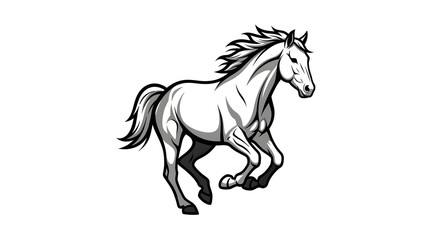 Obraz premium Running White Horse Illustration