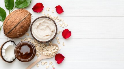 Natural Coconut & Oatmeal Skincare Ingredients
