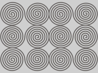 seamless pattern with spirals. Abstract background with spirals and circle. Black spirals pattern on grey background.