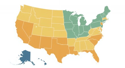 Obraz premium United States Regional Map: A Visual Representation of Data