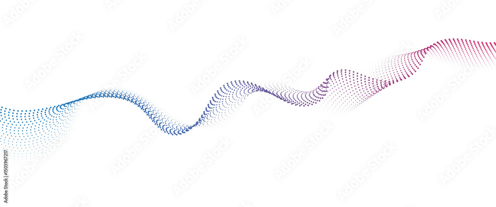 Poster flowing dot wave halftone gradient pattern on transparent background
