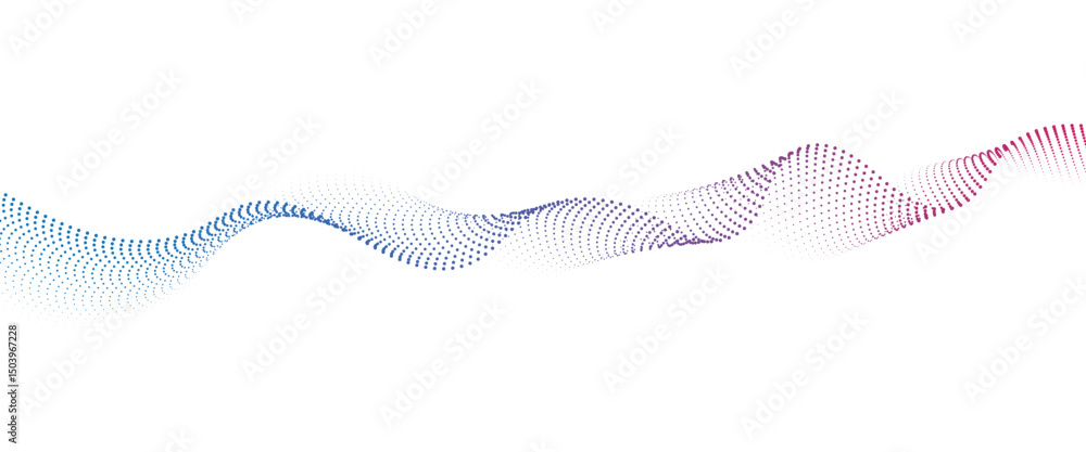 Poster Flowing Dot Wave halftone gradient pattern on transparent background	