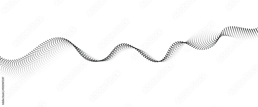 Poster Flowing Dot Wave halftone gradient pattern on transparent background	