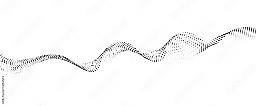 Poster Flowing Dot Wave halftone gradient pattern on transparent background	