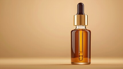 Amber Glass Dropper Bottle, Cosmetic Packaging Mockup