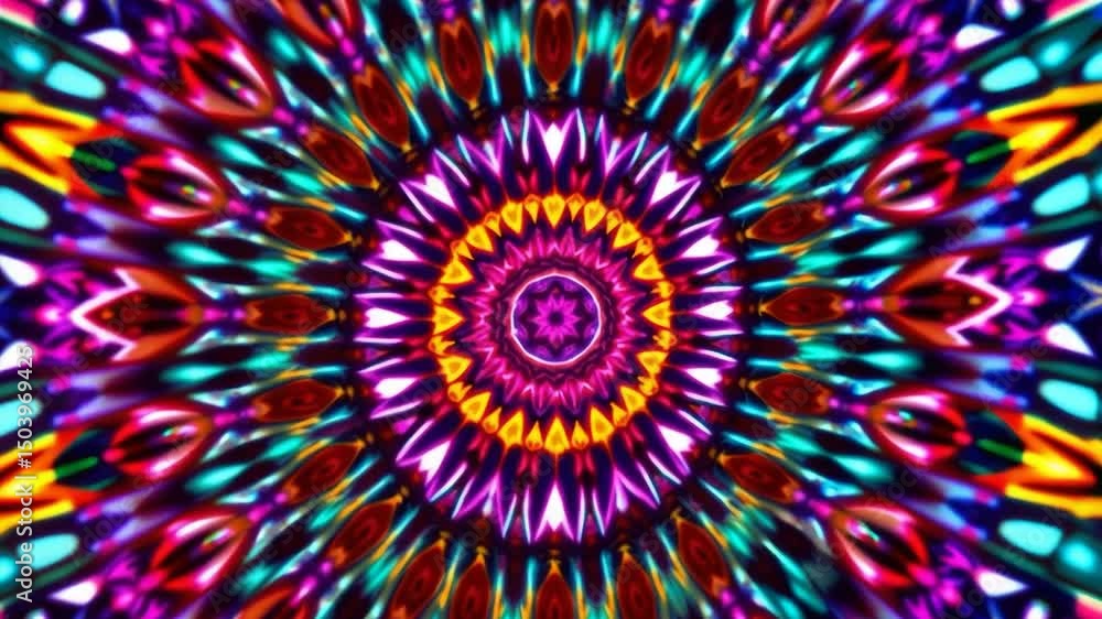 Poster 3d kaleidoscope mandala abstract background of trippy art psychedelic trance to open third eye with 