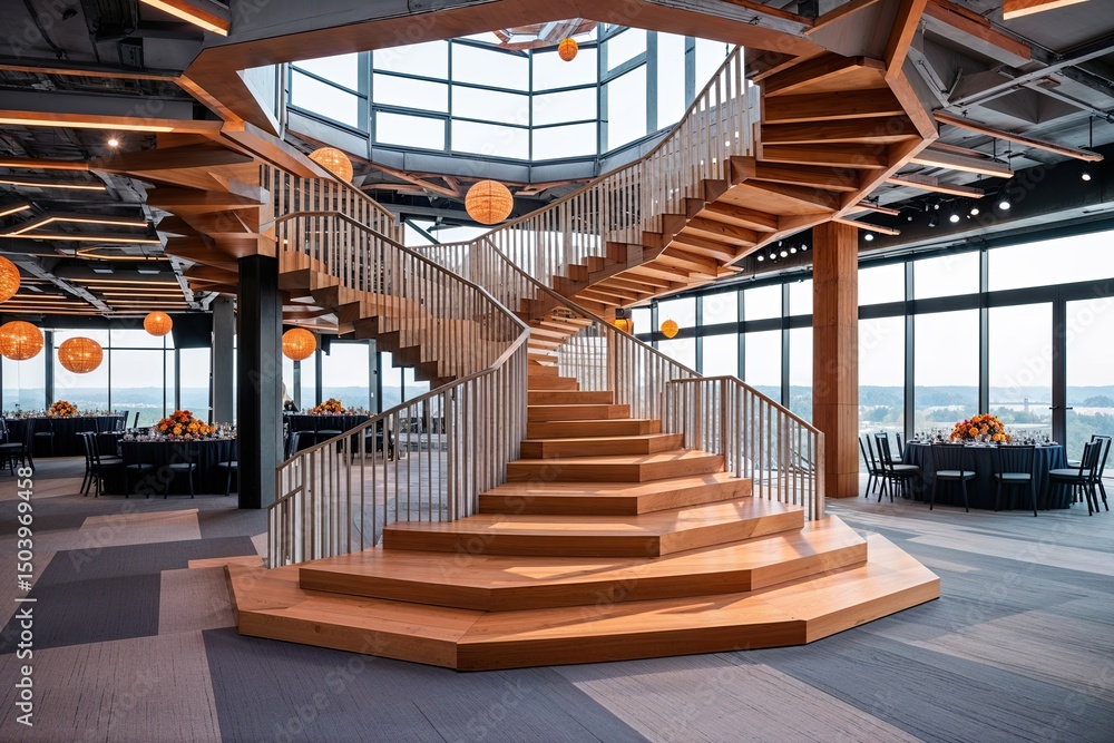Poster innovative modular staircase solutions for flexible event spaces and dynamic gatherings
