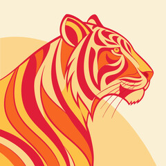 Fototapeta premium Fiery abstract tiger illustration with vibrant gradient colors, ideal for digital art, prints, and stock design.