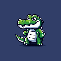 Obraz premium Green Crocodile Mascot Illustration for Esport Gaming Logo Character Avatar Predator Reptile Emblem Wild Animal Cartoon Fierce Cute Vector Angry Badge Graphic Wildlife Branding