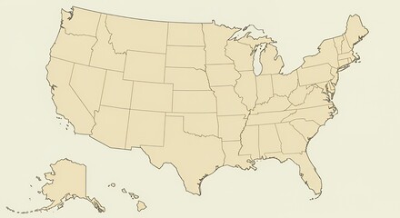 Obraz premium Simple Map of the United States of America