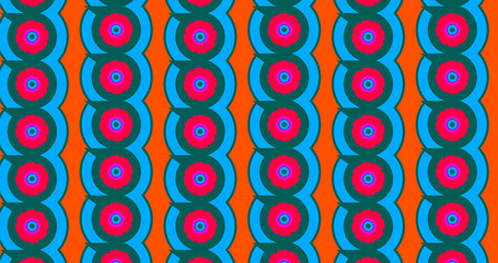 Vibrant Geometric Pattern on a Mustard Yellow Background