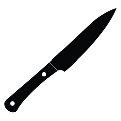 Fototapeta premium Black Silhouette Illustration of a Chef's Knife with Blade and Handle Detail