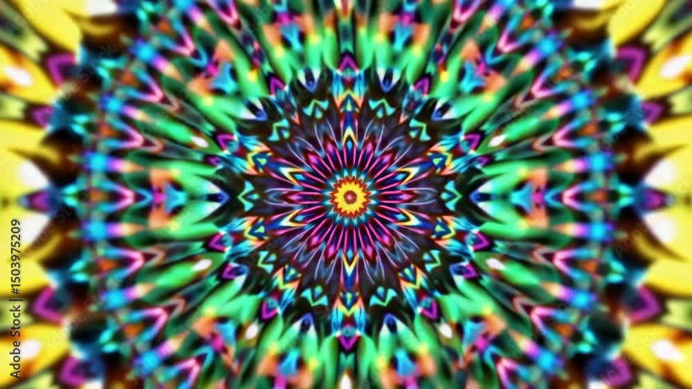 Aufkleber 3d kaleidoscope mandala abstract background of trippy art psychedelic trance to open third eye with 
