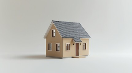Simple house model 3d render isolated on white background