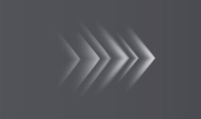 High speed movement moving arrow of dots. Big data traffic visualization, dynamic high speed data streaming traffic. Сoncept with luminous white arrow moving to side.