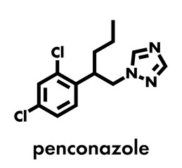 Penconazole systemic triazole fungicide molecule. Skeletal formula.