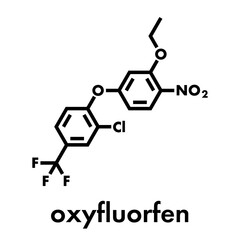 Oxyfluorfen weedkiller molecule. Skeletal formula.
