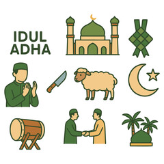Eid al Adha Vector Elements. Islamic and Traditional Theme
