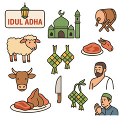 Eid al Adha Vector Elements. Islamic and Traditional Theme