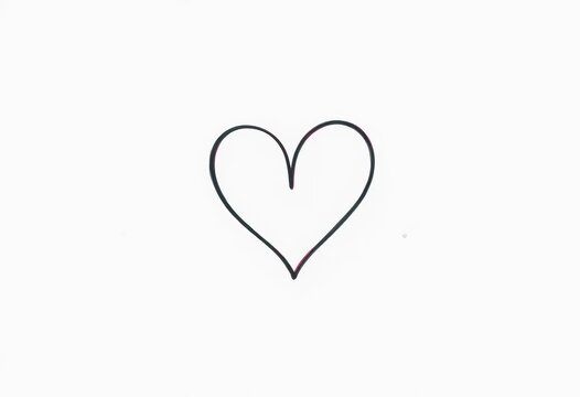 Naklejki Minimalist tiny heart outline tattoo sketch  clean lines, simple shapes, white background,  abstract,  art