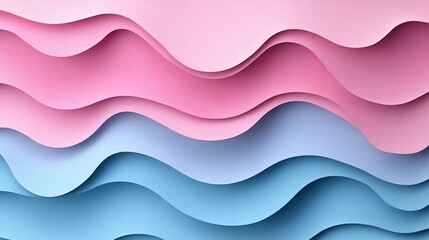 Fototapeta premium Delicate pastel colored paper art with flowing layered wave design