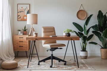 Stylish Minimalist Desk Chair Essential for Modern Remote Work Decor on Soft White Background