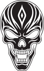 Flaming Demon Skull silhouette Vector – Fierce Screaming Skull Tattoo Illustration | Flaming Skull Illustration Showcasing Bold Design and Fierce Energy Vibes