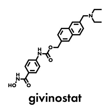 Givinostat Duchenne muscular dystrophy drug molecule. Skeletal formula.