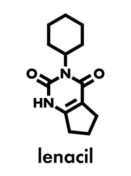 Lenacil herbicide molecule. Skeletal formula.