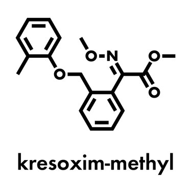Kresoxim-methyl fungicide molecule. Skeletal formula.