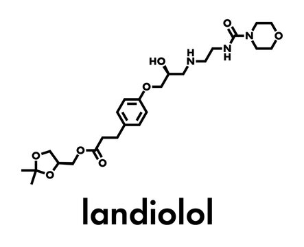 Landiolol antiarrhythmic agent drug molecule. Skeletal formula.